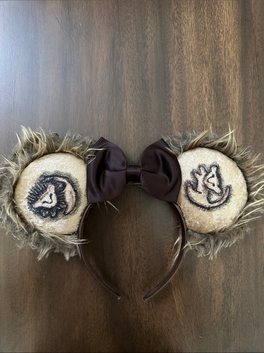 Faux Fur Lion King Ear Headband with Brown Bow